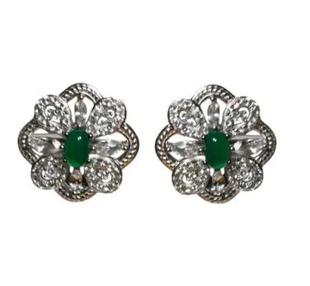 Серебряные серьги с топазами и агатами