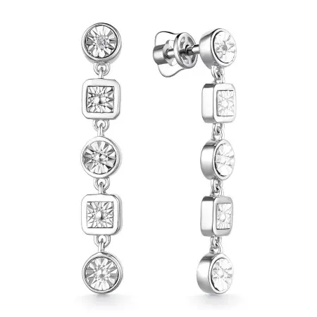 Серебряные серьги с бриллиантом