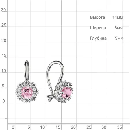 Детские серьги из серебра с фианитами