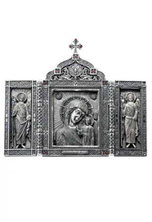 Серебряный складень «Казанская Богоматерь»