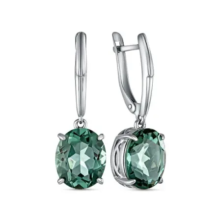 Серьги из серебра с празиолитом