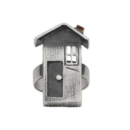 Кольцо из серебра с гематитом «Дом»