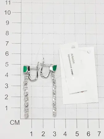 Серебряные серьги с агатом и фианитами