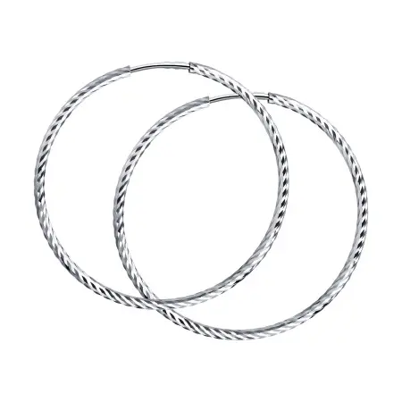 Серьги конго из серебра с алмазной гранью 3,5 см