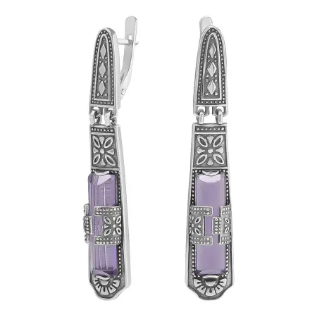 Серьги из серебра с аметистом «Гранада»