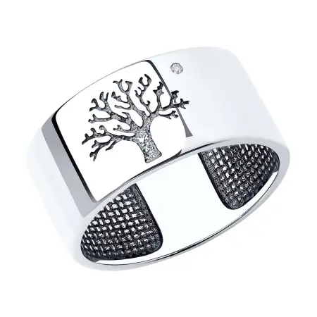 Кольцо из серебра с бриллиантом «Дерево»