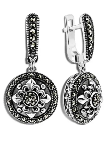 Серебряные серьги ALEXANDRE VASSILIEV с марказитами Swarovski