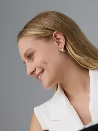 Серьги из серебра с празиолитом