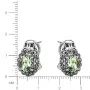 Серебряные серьги с зеленым аметистом и марказитами Swarovski