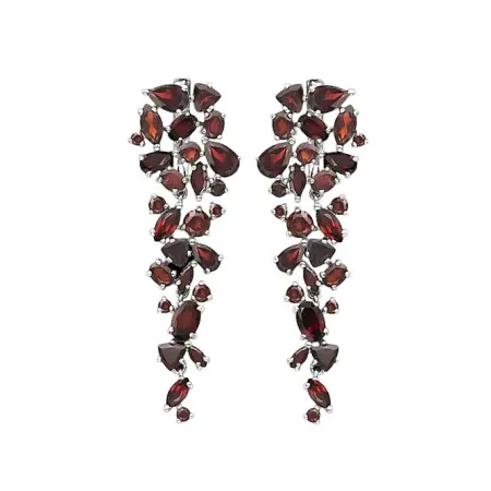 Серебряные серьги «Россыпь гранатов»