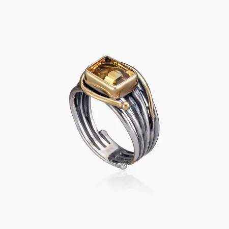 Серебряное кольцо «Цитриновая Грация»