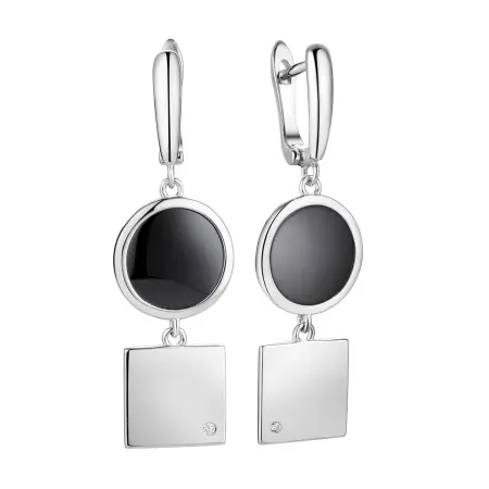 Серьги из серебра с керамикой и фианитом «Геометрия»