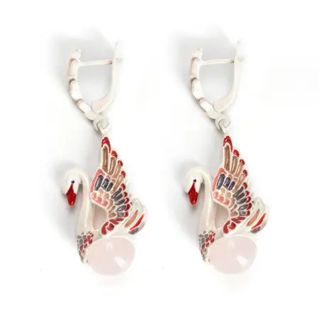 Серебряные серьги «Лебеди»