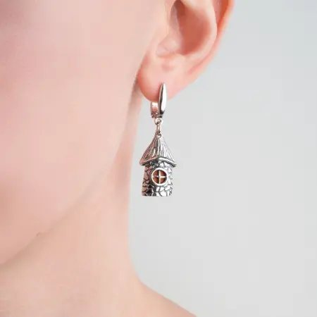 Серебряные серьги «Сказочный домик»