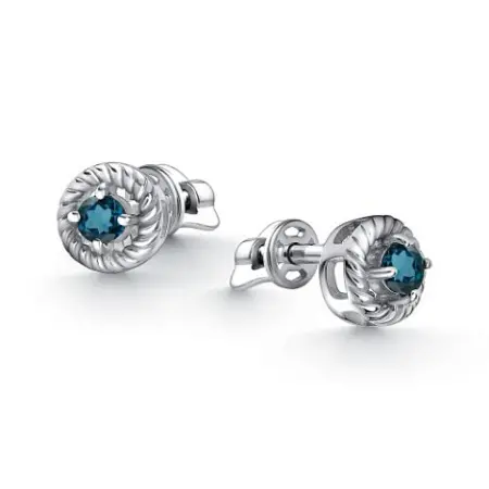 Серьги-гвоздики из серебра с лондон-топазом