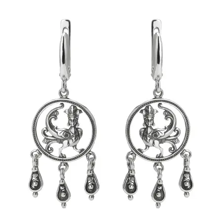 Серьги из серебра «Птица Сирин»
