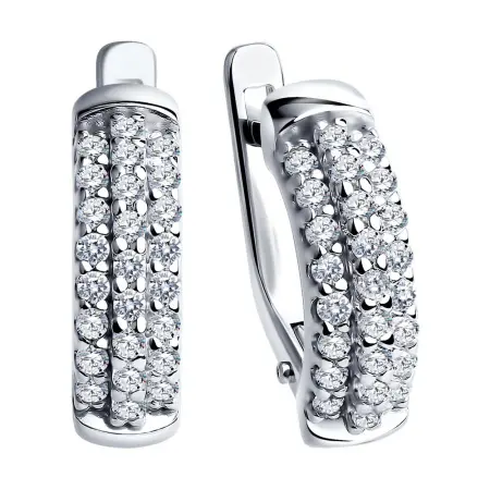 Серьги из серебра с фианитами
