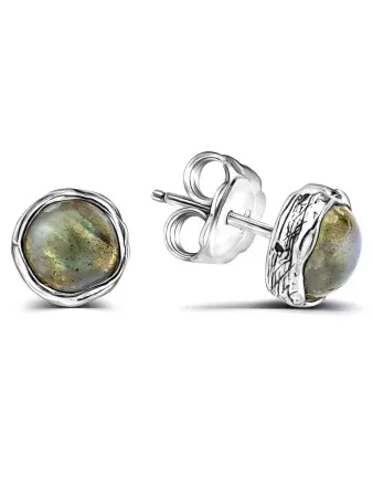 Серебряные серьги гвоздики с лабрадоритом