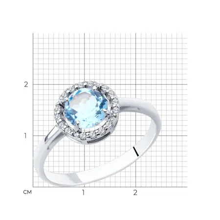 Серебряное кольцо с топазом и фианитами