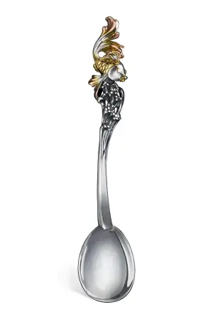 Серебряная чайная ложка «Золотая рыбка»