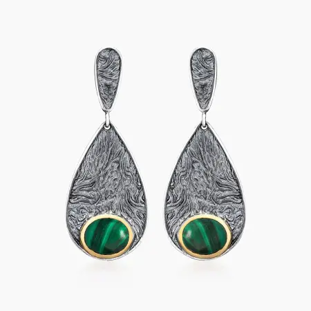Серебряные серьги «Волшебный Малахит»