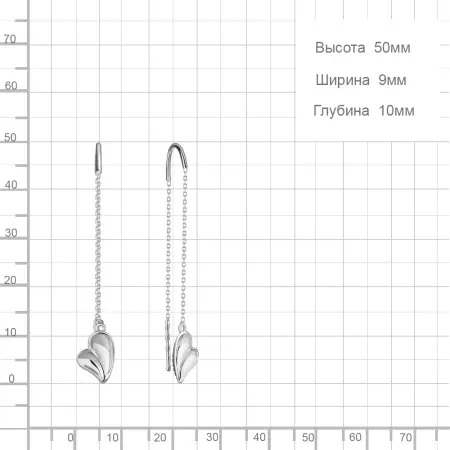 Серьги из серебра «Сердце»
