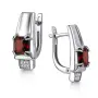 Серьги из серебра с гранатом и фианитами