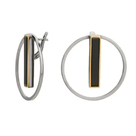 Серебряные серьги с ониксом