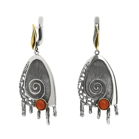 Серьги из серебра с кораллом