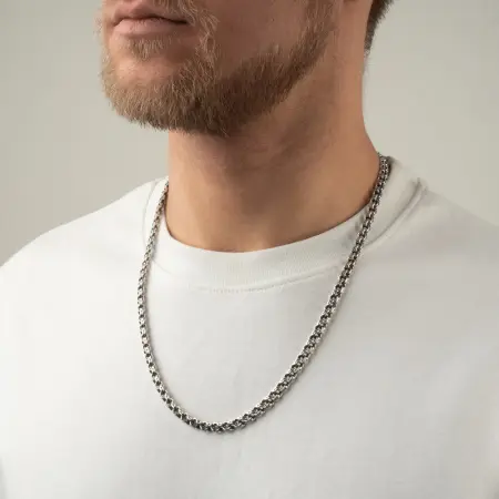 Цепь серебряная «Бисмарк круглый» ширина 7 мм