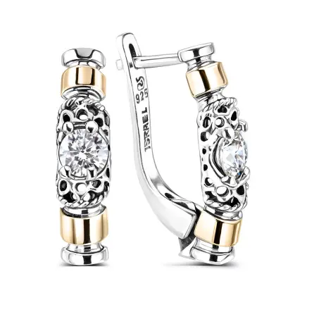 Серьги из серебра с фианитами