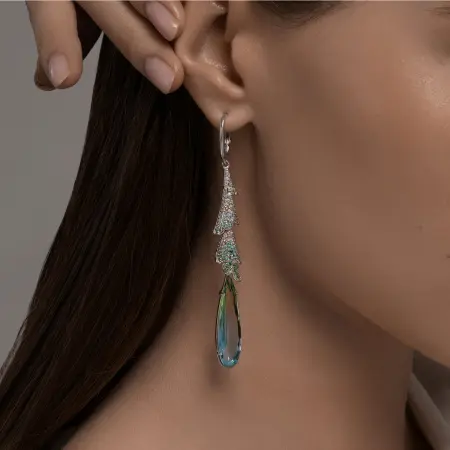 Серьги из серебра с ситаллами и фианитами