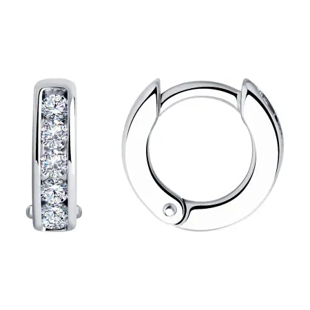 Серьги-хупы из серебра с фианитами