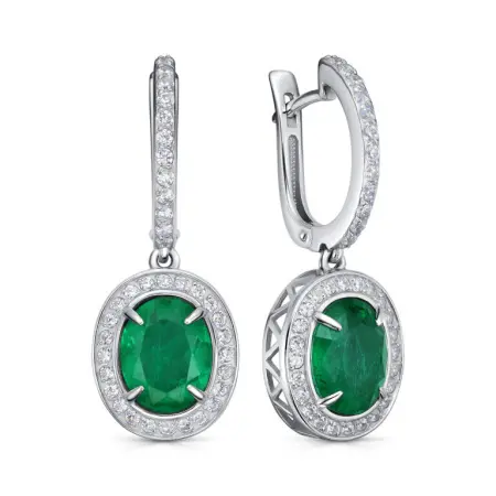 Серьги из серебра с алпанитом и фианитами