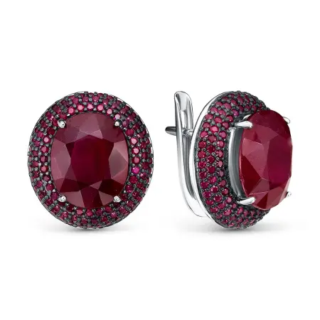 Серебряные серьги с рубинами