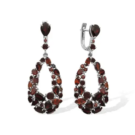 Серьги из серебра с гранатами