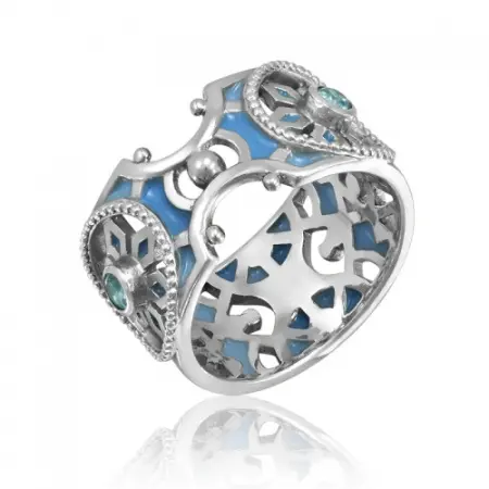 Серебряное кольцо «A la Rus» с эмалью и топазом