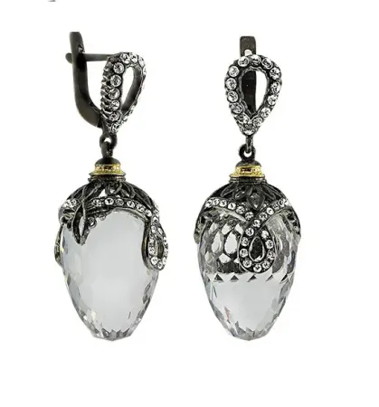 Серьги серебряные с эмалью «Хрустальные яйца»