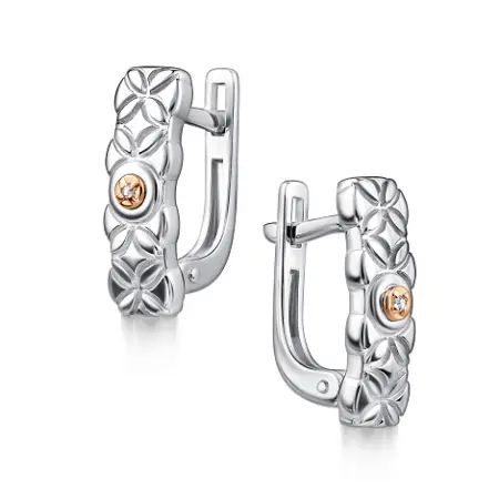 Серебряные серьги с бриллиантами и позолотой