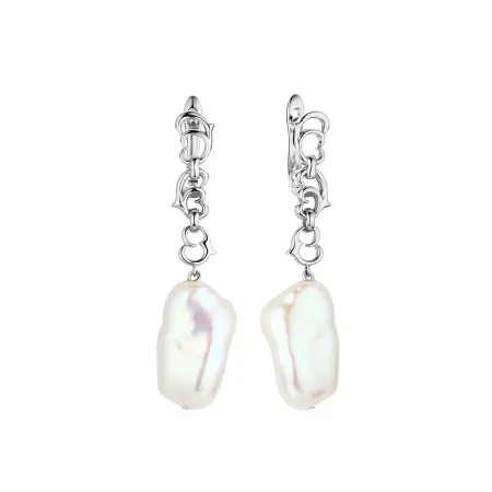 Серебряные серьги с барочным жемчугом