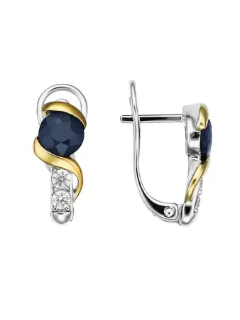 Серьги из серебра с натуральным сапфиром