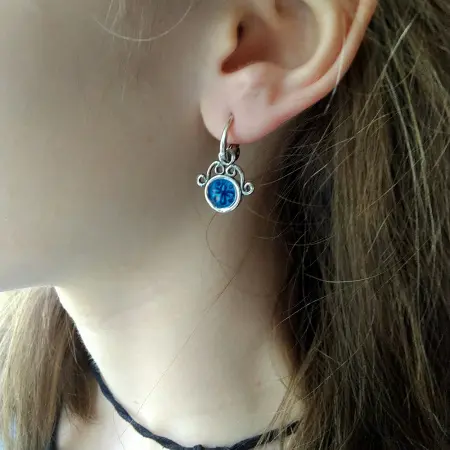 Серьги из серебра с эмалью