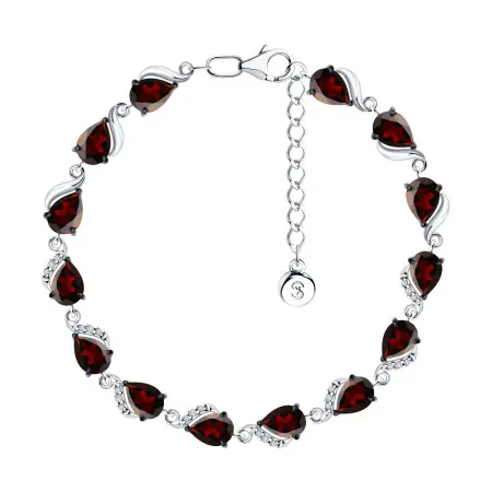 Браслет из серебра с гранатами и фианитами