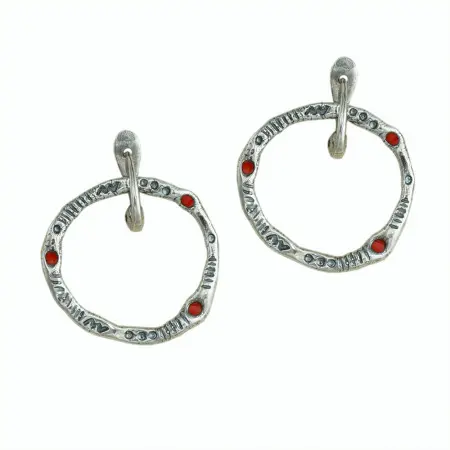 Серьги из серебра кольца с эмалью