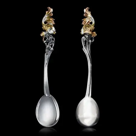 Серебряная чайная ложка «Золотая рыбка»