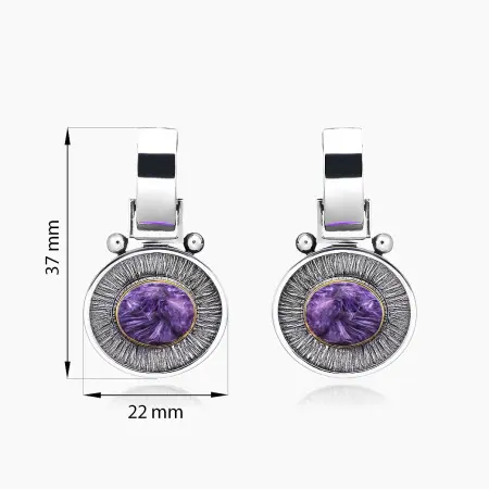 Серьги из серебра с чароитом
