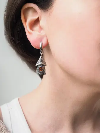 Серебряные серьги «Сказочный домик»