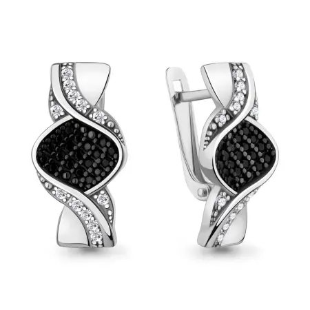 Серебряные серьги с фианитами и нанокристаллами