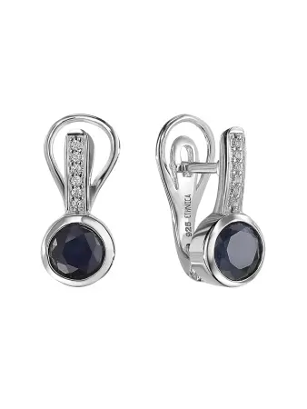 Серьги из серебра с натуральным сапфиром