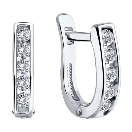 Серьги из серебра с фианитами